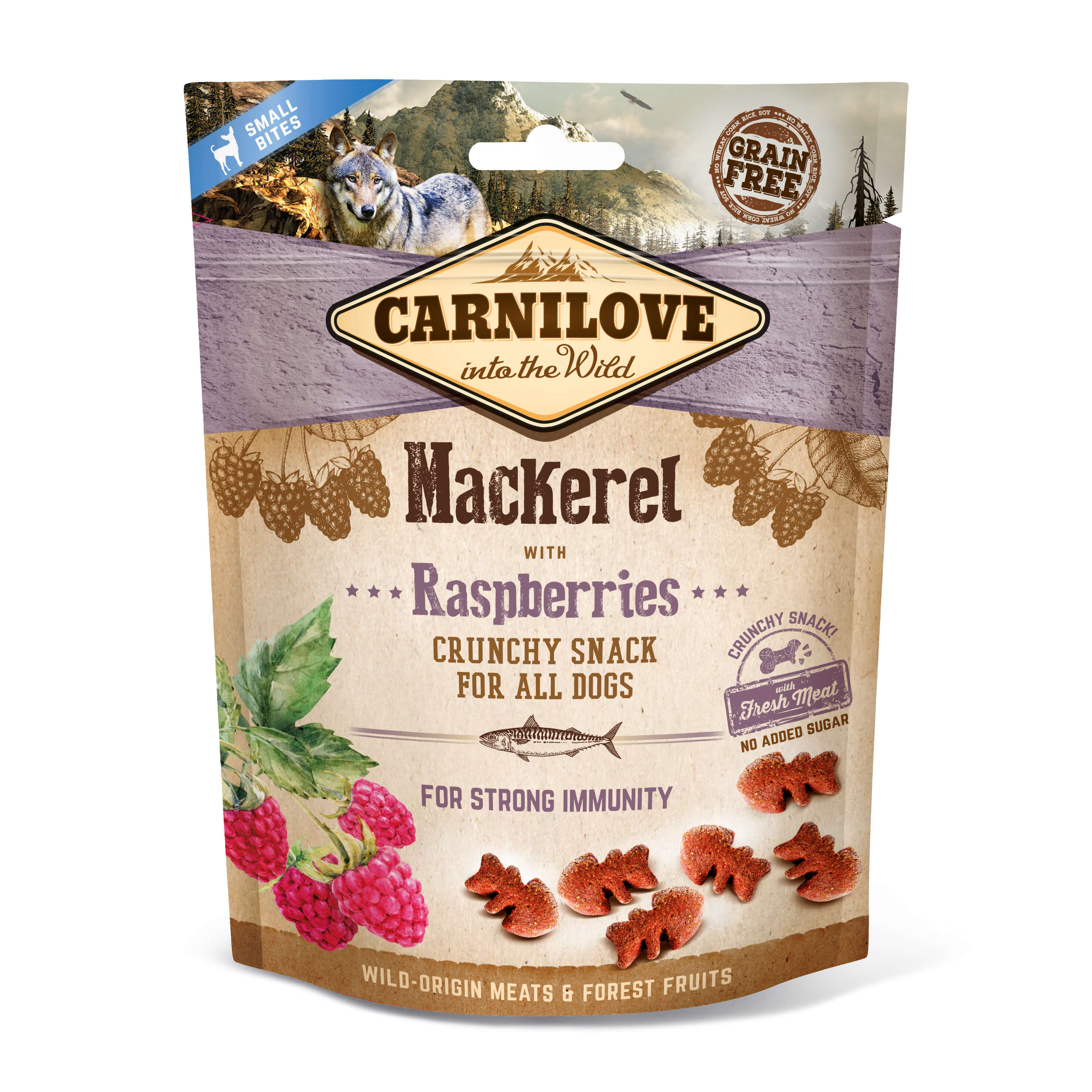 Crunchy Snack -  Makrele mit Himbeeren
