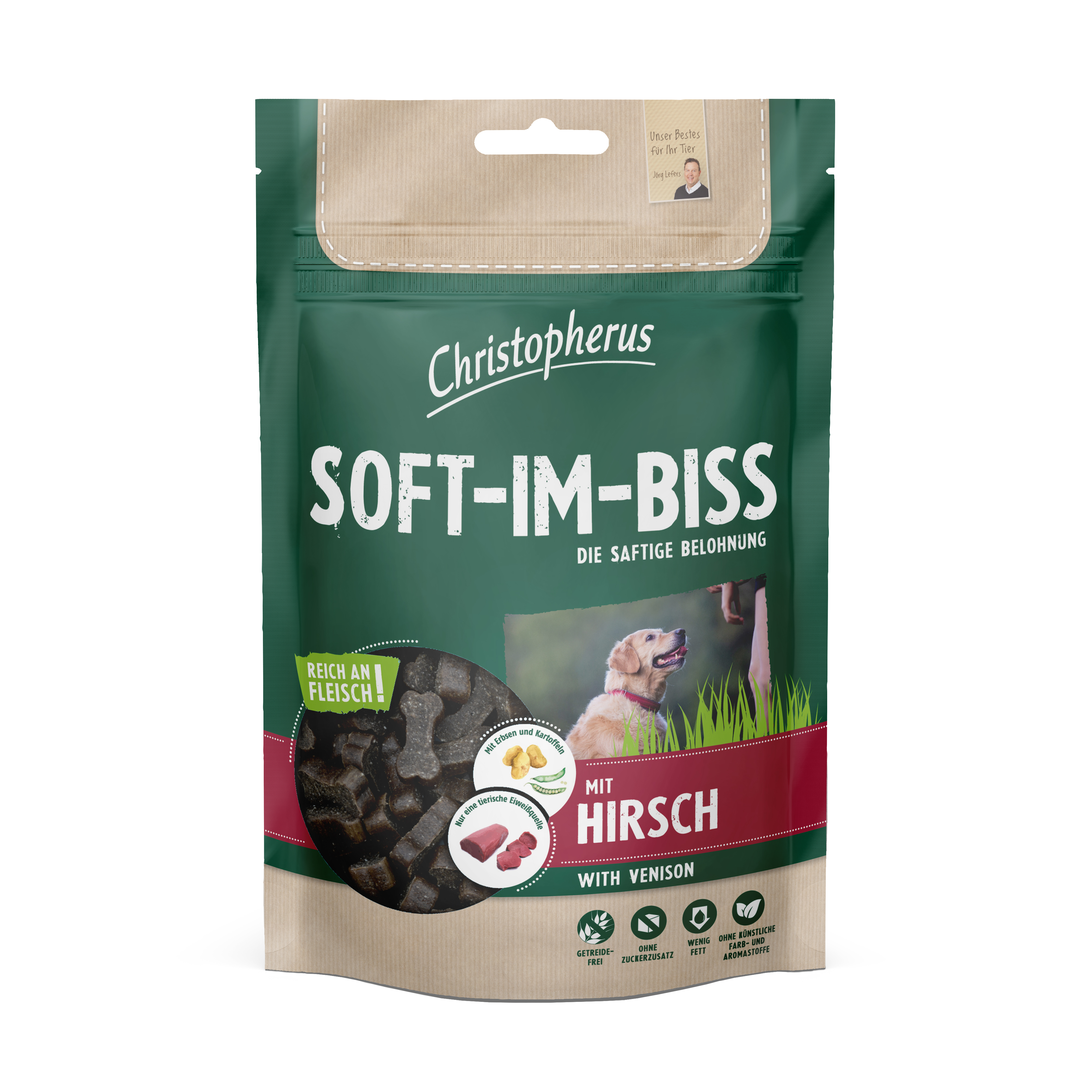Soft-Im-Biss mit Hirsch